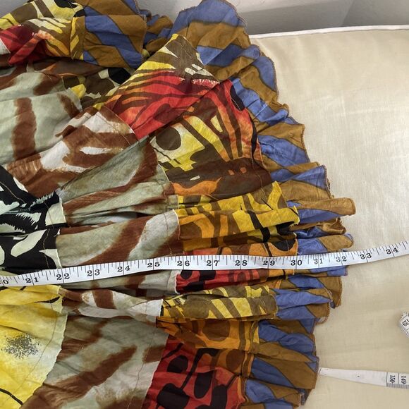 Alberto Makali Skirt Ruffle Layered Cotton Colorful Lined Flowey Y2K Yellow 12 - Picture 6 of 6